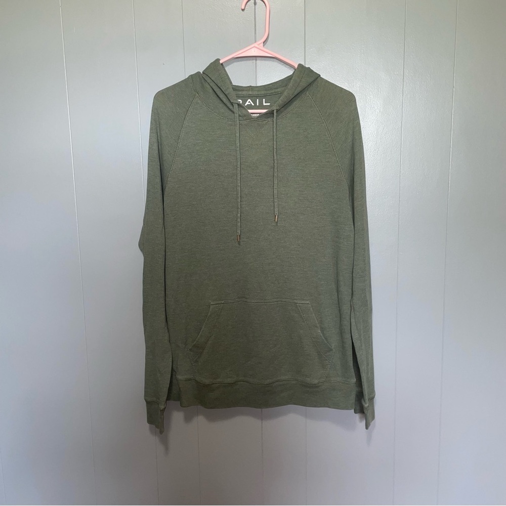 The Rail Thermal Knit Raglan Green Lightweight Hoodie Large